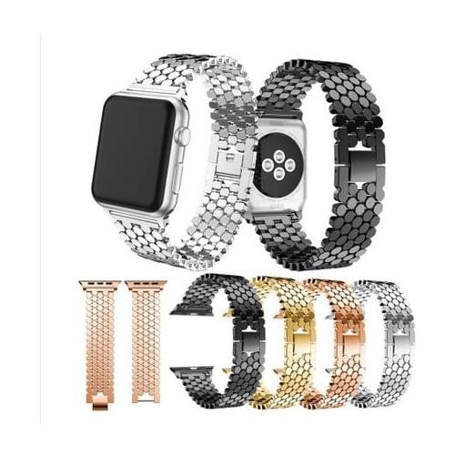 Fish scale stainless steel strap for Apple Watch Band 38mm 40mm Series 6 5 4 3 2 1 Bracelet for iwatch SE band 42 44 Wristband