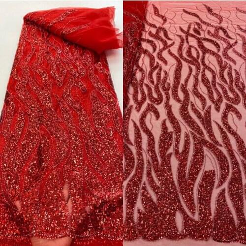 Luxury French Tulle Mesh Lace Fabrics Embroidery African ZH-618682 Lace Fabric High Quality Lace Fabric with beads and sequins