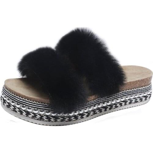 Summer Slippers Women 2021 New Fashion Flock Rhinetone Female Casual Platform Shoes Home Outdoor Open Toe Ladies Sandals