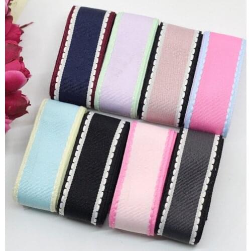 New 1 Yard (1''25mm) printed jump line design grosgrain Satin Ribbon DIY Handmade Christmas Wedding Party Decoration Gift ribbon