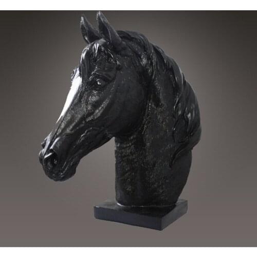 RESIN DECORATIVE LUCKY HORSE HEAD STATUES FENG SHUI ANIMALS FIGURINE ART&CRAFT LIVING ROOM OFFICE ORNAMENTS EUROPEAN STYLE R662