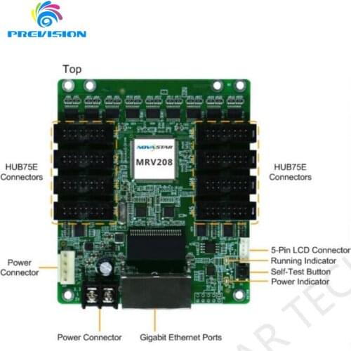 Novastar / Nova MRV208 full color screen display led controller Integrated 8pcs HUB75 port MRV208 LED receiving card for video
