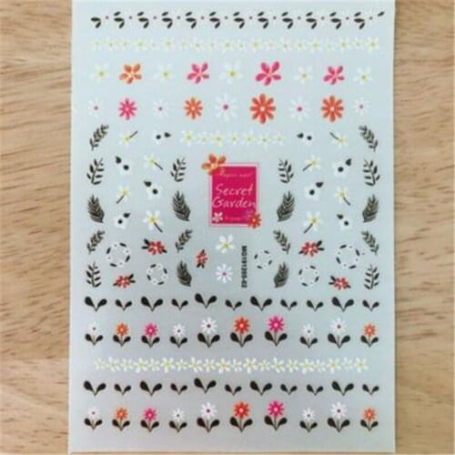 Fashion Hot Selling Traceless Nail Stickers Colorful Flowers Paper Stickers for Nail Decorations Nail Art Hand Decor Manicure