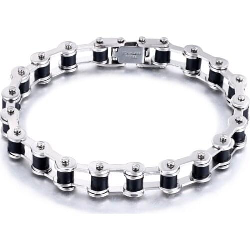 Hip Hop Punk Stainless Steel Bracelet Personality Mens Bicycle Motorcycle Chain Style Bracelet Rock Charm Jewelry Rap Essential