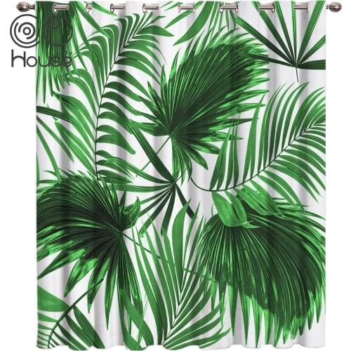 Plant Green Palm Leaf Window Treatments Curtains Valance Living Room Decor Bathroom Fabric Decor Kids Curtain