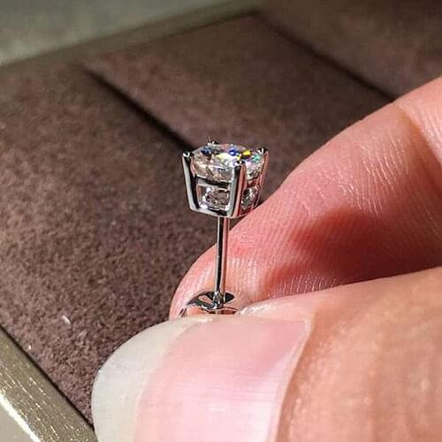 Solid 18K White Gold 0.5Ctw 5mm DF Color Moissanite Earrings Wedding Earrings For Women Fine Gold Jewelry