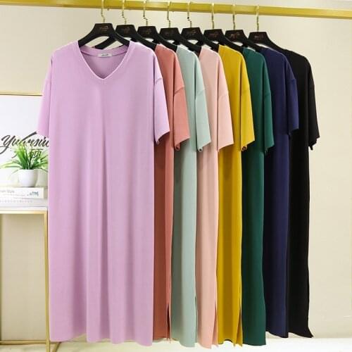 Women Dresses Summer 2021 New Casual 8 Colors V-Neck A-Line Short Sleeve Robe Lady Beach Long Black Ice Silk Home Dress Vestidos