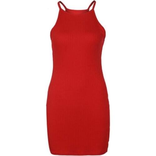2021 spring and summer solid color knitted slim fit hip commuter skirt sexy ribbed small sling sleeveless off-the-shoulder dress