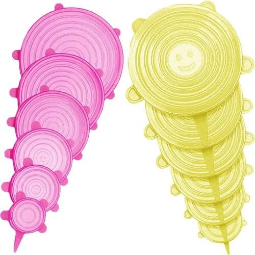 12Pcs Elastic Silicone Lid Bowl Lids Reusable Food Covers Refrigerator Food Salad Cups Jar Cover Kitchen Tools