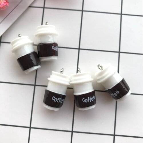 20*12mm ZALEBABA 10pcs kawaii resin A cup of coffee charms charms necklace pendant earring charms for DIY decoration