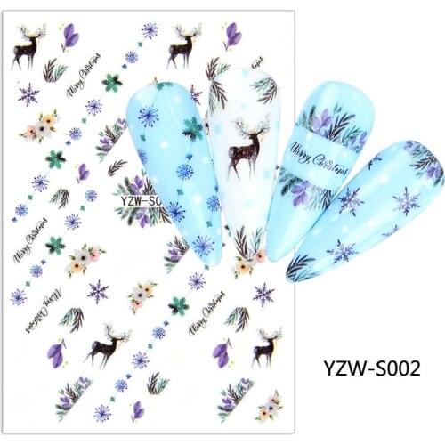 3D Nail Sticker Snowflake Flower Deer Slider Nails Art Decoration Wraps Decals Design Adhesive Manicure Tips Stickers Pegatina