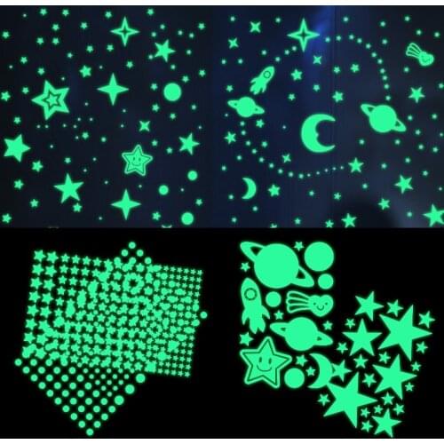 3D Luminous Wall Sticker Stars Dots Moon Universe Glow In The Dark DIY Design Kids Room Bedroom Home Decor Decal Bubble Stickers