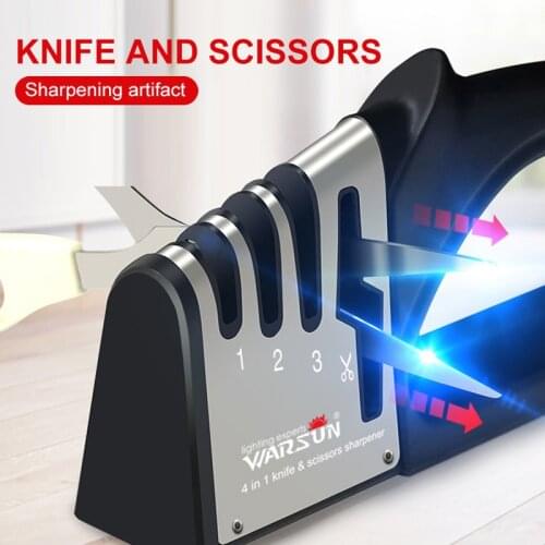 4 In 1 Diamond Sharpening Tools Handheld Iron Steel Knife Sharpener Grinder Knives Shears Scissors Stone Kitchen Accessories