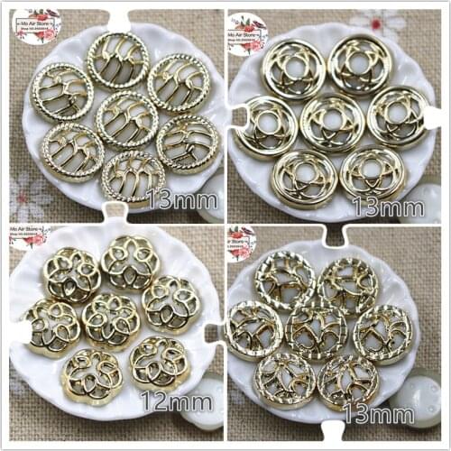 50pcs 13mm round golden hollow out flat back Buttons Home Garden Crafts Cabochon Scrapbooking craft