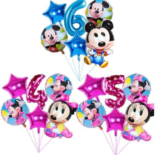 6pcs/set Disney Mickey Mouse Series Aluminium Foil Balloons Birthday Wedding Party Decorations Supplies Baby Shower Kids Gifts