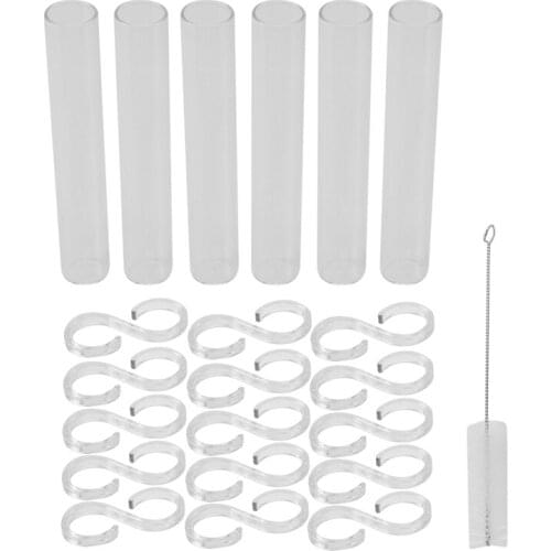 6 Glass Tubes Shape Hanging Hydroponic Flower Plant Vase Terrarium Container