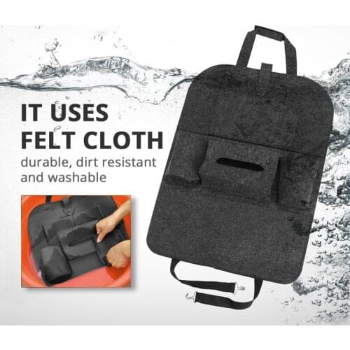 Car Back Seat Storage Bag Organizer Trunk Elastic Felt Storage Bag Multi Pockets Organizer Hanging Car Accessories Car Decor