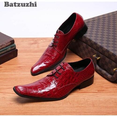 Batzuzhi Fashion Mens Shoes Lace-up Personality Formal Business Leather Dress Shoes Men Rock Wedding and Wedding Shoes Male