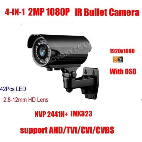 Free Shipping 1080P 2MP 4 In 1 AHD CVI TVI CVBS Swicth Waterproof bullet camera IR 42PCS LED 2.8-12MM vari-focal Lens Camera