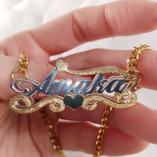 Free Shipping 2021 new style 3D Nameplate Necklace Custom Double Colors Name Necklace Stainless Steel HipHop Jelwery Gifts
