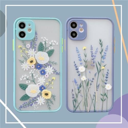 Luxury Color Thick Border Cute Flower florla soft Phone Case For iphone 11 Pro Max 7 8 plus X XR XS Max SE 2020 Back Cover