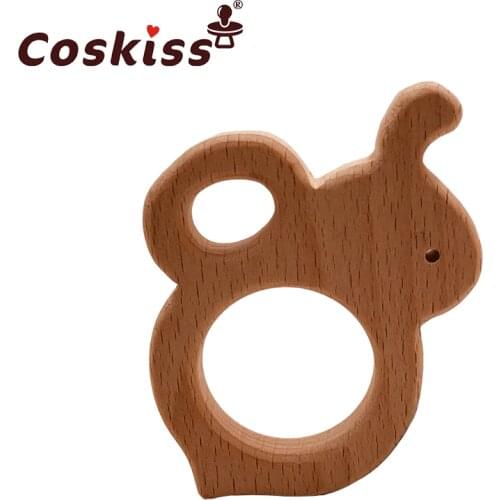 Coskiss Baby Wooden Teether Beech Wood Cartoon Bee Teething Toys Montessori Inspired Nursing Pendant Baby Teether