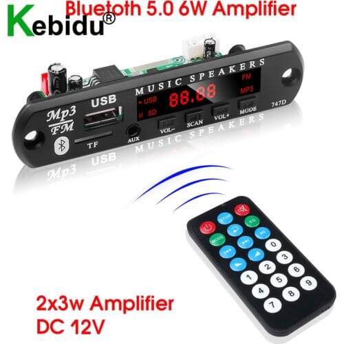 DC 5V/12V Handsfree Bluetooth 5.0 6W Amplifier MP3 Player Decoder Board Car FM Radio Module Support FM TF USB AUX Audio Module