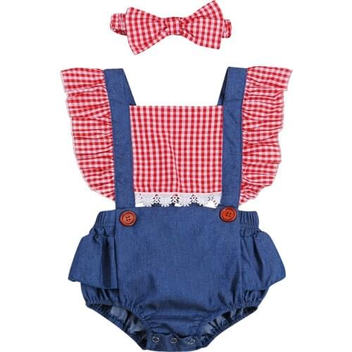 Ma&Baby 0-24M Newborn Infant Baby Girls Romper Cute Plaid Ruffles Jumpsuit Summer Clothes Sunsuit Overalls Outfits DD40