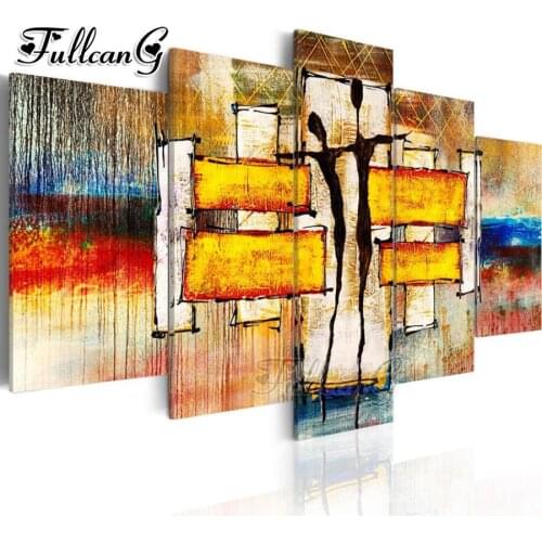 FULLCANG diy 5 pieces diamond painting abstract dancer picture full square/round drill 5d mosaic embroidery kit home decor FC847