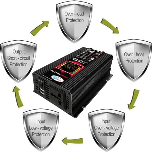 6000W 12V to 110v/120v Ultrasonic Inverter High Power Electric Fishing Machine Dual USB Voltage Display Durable for Home F-Best