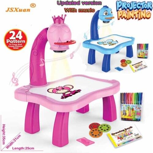 JSXuan 2018 updated Projector painting toys 3 IN 1 Puzzle projection painted cartoon children early learning desk gift
