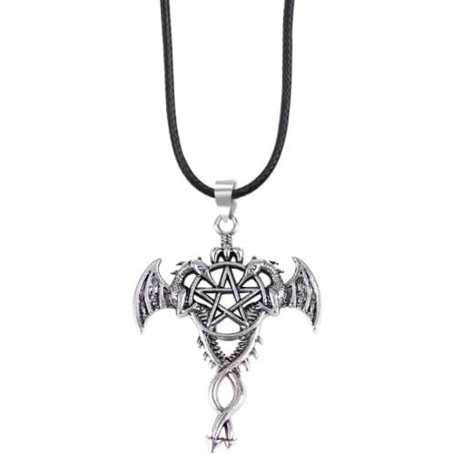 Classic Popular Anime Kuroshitsuji Five-Pointed Star Double Dragon Cross Pendant Choker Necklace Hollow Round Pentagon Necklace