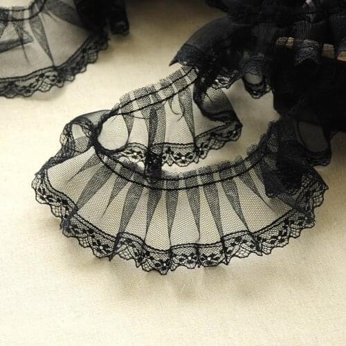 1Yards Latest Embroidery Lace Fabric Tulle Black Ribbon 6cm Mesh Lace Trim Guipure Dress Appliques Clothing Sewing Crafts LP29