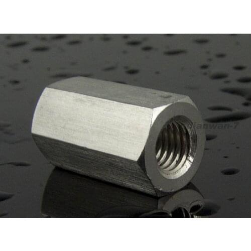 M12 304 Stainless Steel Coupling Nut, Hex Rod Coupling Nut Low Carbon Steel, 2 pcs