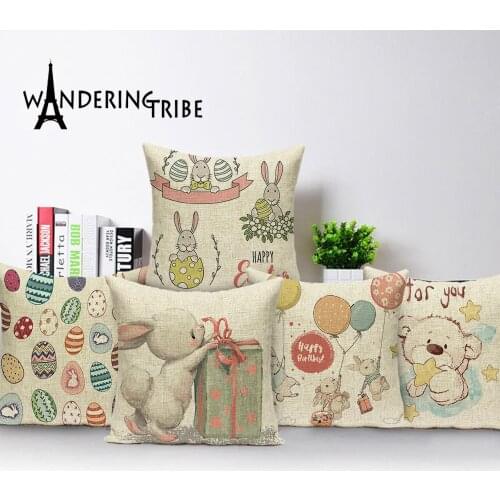 Cartoon Bunny Cushion Cover Cute Bear Decorative Pillow Case for Bed Animal Pillows Cases on Sofa Kissen Capa De Almofada Cover