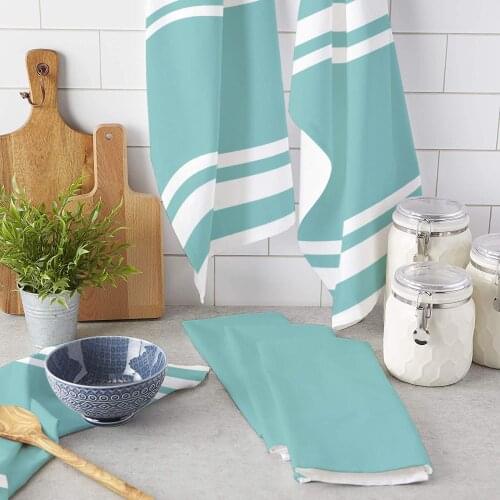 Lines Solid Color Stripes Kitchen Towel Dish Towel Tea Towel Wipes Microfiber Soft Household Super Absorbent Cleaning Cloth