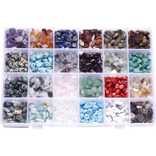 24 Grid Gravel Natural Stone Beaded DIY Handmade Jewelry Accessories Boxed Combination