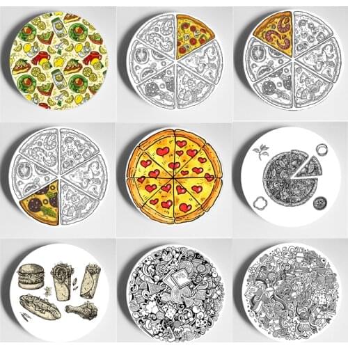 Hand Drawn Cartoon Doodles Wall Plate Funny Design Decorative Plate Handmade Art Display Plate New Style Decoration Crafts