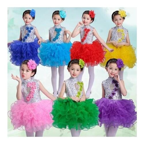 Girls Princess Fancy Dancing dress kids Ballroom Jazz Hip Hop Dresses Ball Party Wear Girl Sequined Halloween Christmas Outfits