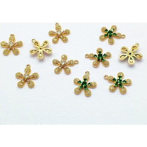 New arrival! 17X15mm 50pcs Cubic Zirconia Flower Charm for Hand Made Making Earring DIY parts,Jewelry Findings & Components