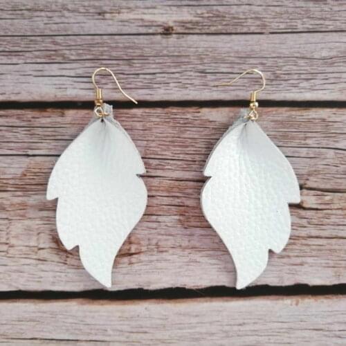 New Big Genuine Leather Leaf Drop Earrings for Women Muliticolor Large Leaves Earrings Fashion Jewelry Wholesale