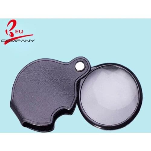 New 6 X Folding handheld reading Magnifying Glass Lens with Leather Pouch repair watch Portable pocket magnifier
