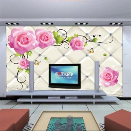 Beibehang Custom wallpaper 3d photo mural luxury rose soft bag diamond sofa pattern living room murals papel de parede wallpaper