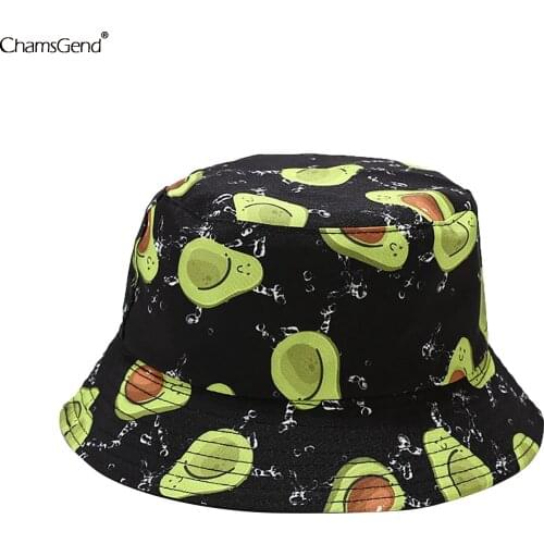Bucket Hats Women Fruit Printed Double-sided Fisherman Hat Korean Style Solid Climbing Outdoor Sunscreen Bucket Hat Dropshipping