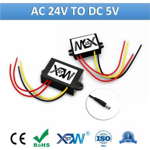 XWST Customized 24v AC to 5v DC 1A 2A 3A 4A 5A AC to DC Step Down Converter With DC Connector For Car Power Supply