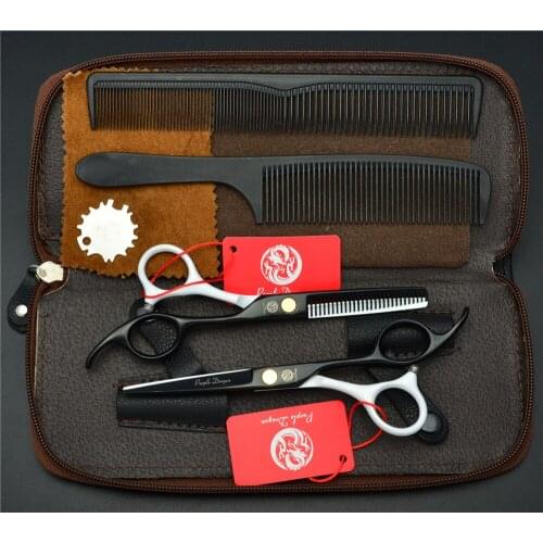 4Pcs/Set 5.5'' White 440C Professional Human Hair Scissors Hairdressing Combs +Cutting +Thinning Shears Hair Styling Tools Z1023