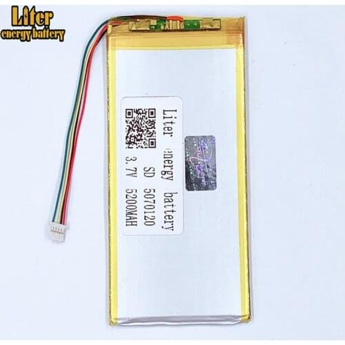 Plug 1.0-5P 5070120 3.7V 5200mah Wholesale ultra thin lipo batteries rechargeable lithium ion polymer Tablet PC