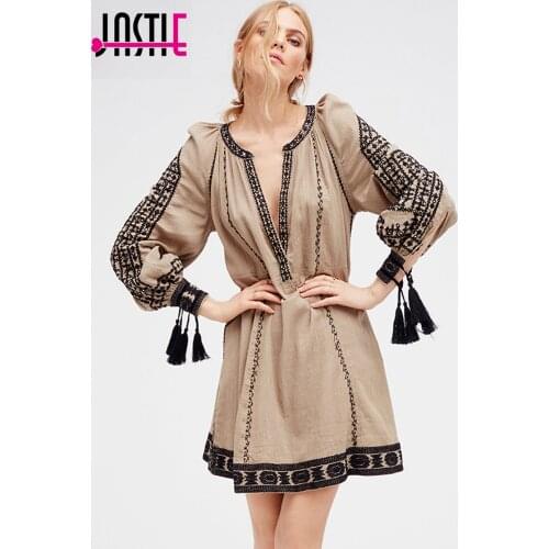 Romantics Magnolia Dress Vintage Floral Embroidery V-Neck Long Sleeve Boho Mini Dress Beach Casual Hippie Chic Women Vestidos