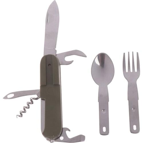 Outdoor Camping Picnic Stainless Steel Spoon Tableware Camp Titanium Spork Folding Camp Spoon Utensil Portable Camping Equipment