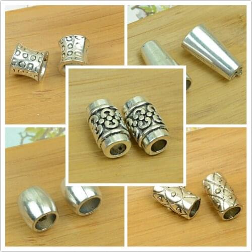 Alloy big hole bead tube/pipe shape large size antique silver DIY vintage jewelry making accessories finding bracelet necklace